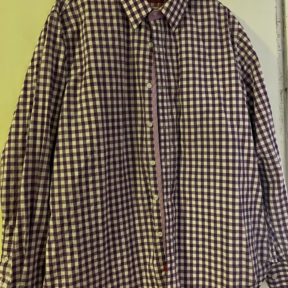 Classic Purple Checkered Men's Button Down Shirt